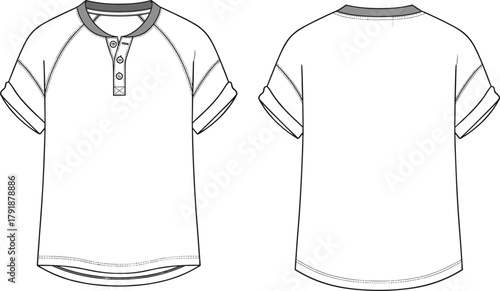 Midi Shirtdress Technical Flat Sketch Set with Long and Short Sleeves, Fitted Bodice, Pencil Silhouette, Classic Collar, and Button-Front Placket,