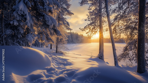 Beautiful snow winter landscape. Winter landscape. Beautiful wintry landscape