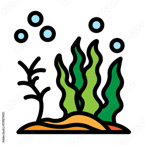 Sea Weeds Vector Filled Icon Design