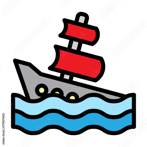 Shipwreck Vector Filled Icon Design