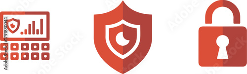 Red heraldic shield icon symbolizing security and protection vector illustration