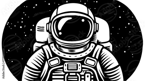 Bold astronaut graphic explores the cosmos, perfect for space themed designs and futuristic projects