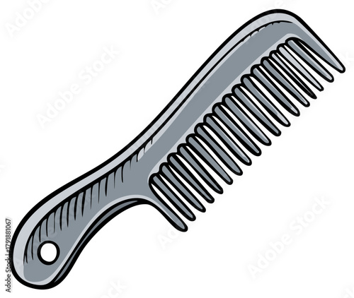 Cartoon Illustration of a Gray Hair Comb