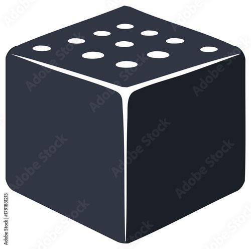 One Dice with Nine Spots, Isometric Cubical Illustration for Games and Probability