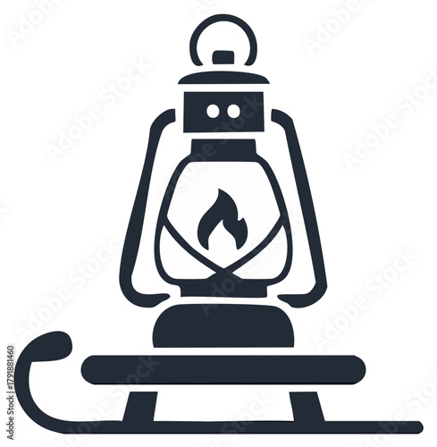 Lantern on Sled Winter Holiday Season Symbol