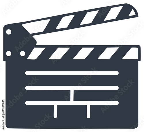 Open movie clapboard vector icon for film production, cinema, and entertainment industry