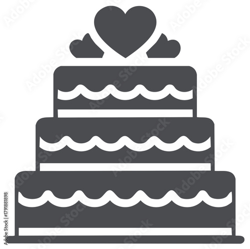 A three tiered celebration cake adorned with heart toppers symbolizing love and special occasions