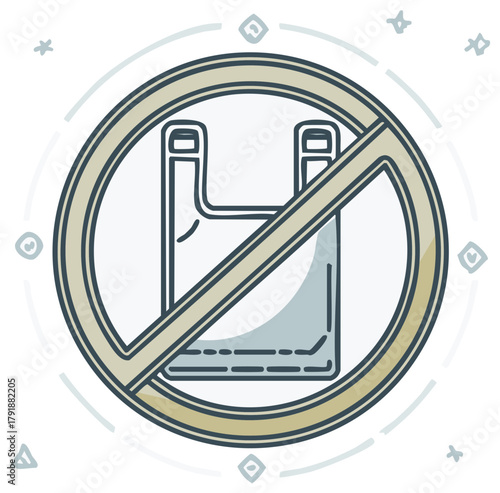 No Plastic Bags Symbol in Circle Frame Zero Waste Lifestyle Icon Clip Art