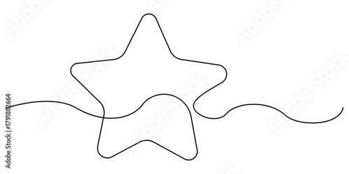 star icon continuous one line drawing minimalist holiday decoration on white background
