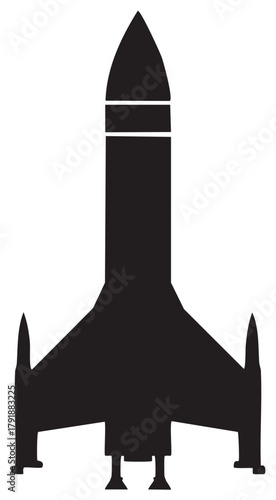 Striking Silhouette: Rocket Ship Taking Off, Bold and Graphic Design for Space Exploration Themes