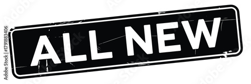 Distressed black stamp with white text reading all new