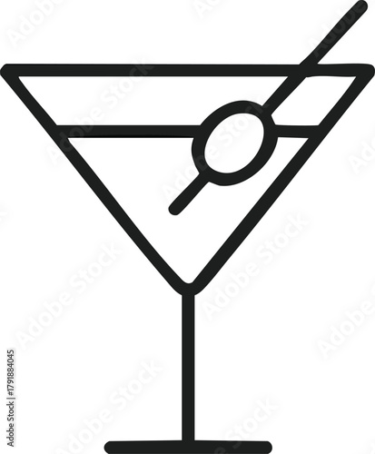 Minimal outline icon of a martini cocktail
