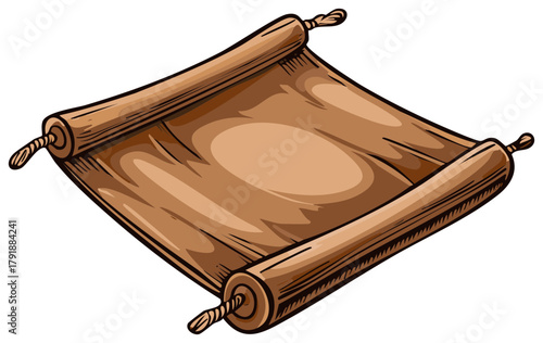Old paper scroll cartoon style illustration - parchment for writing ancient messages