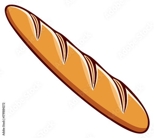 Crispy Baguette Illustration Fresh Baked Bread Long Loaf Food Item