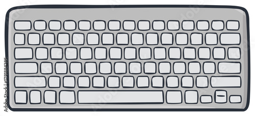 Stylized Grey Computer Keyboard with Square Buttons Perfect for Technology Concepts and Typing or Online Communication Illustrations