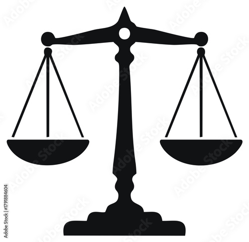 Law and Justice Symbol Black Silhouette of Scales for Legal Representation