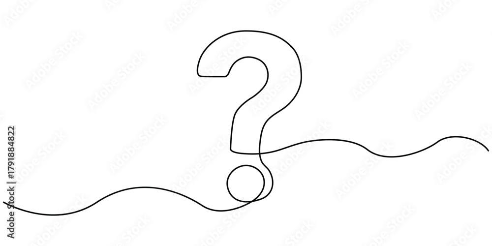 Fototapeta premium Question mark continuous one line vector isolated vector illustration.