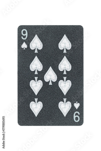 black playing card spades 9 isolated from background