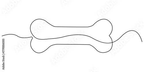 Dog bone continuous one line drawing minimalist style illustration.