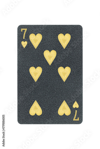 black playing card 7 hearts isolated from background