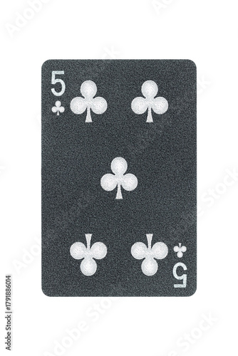 black playing card clubs 5 isolated from background