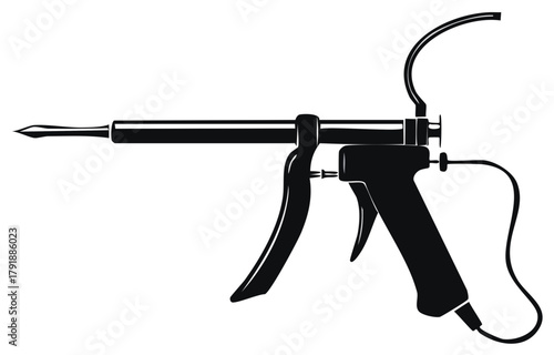 Animal microchip injector gun for pet identification vector silhouette icon