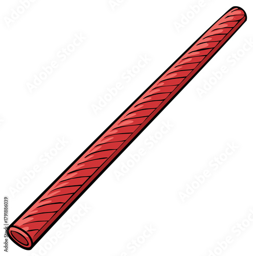 Red Licorice Candy Stick with Ridges Sweet Treat Chewy Confection Dessert Food