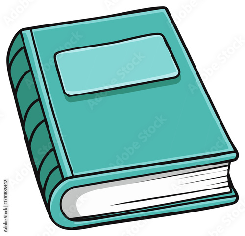 Cartoon Teal Hardcover Book with Blank Label