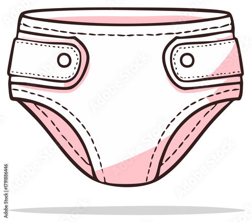 Cute pink reusable cloth baby diaper cartoon vector illustration