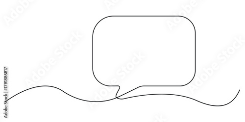 continuous one line of speech bubble. minimalist square single line doodle. vector illustration