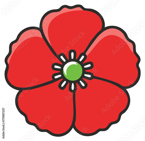 Simple red poppy flower illustration a symbol of remembrance and peace