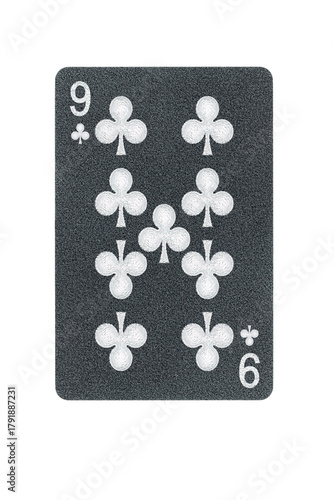 black playing card clubs 9 isolated from background