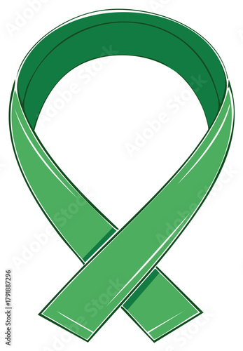 Green Ribbon Awareness Icon. Loop symbol design for cause awareness or support.