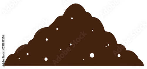 Abstract pile of dark brown soil with scattered white specks representing dirt texture