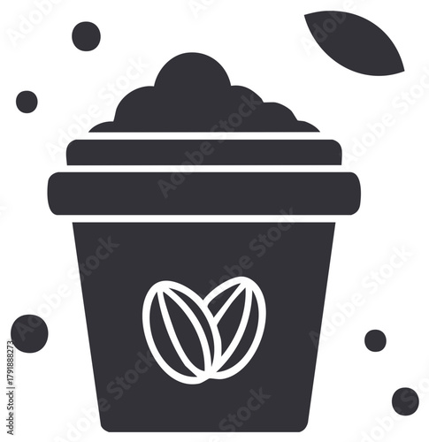 Coffee cup with beans design and froth illustration