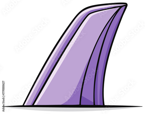 Playful purple shark fin emerging from water cartoon illustration graphic element