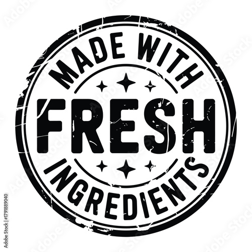 Vintage style made with fresh ingredients circular stamp emblem