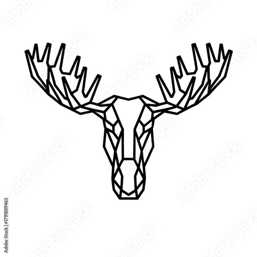 Geometric moose head minimal polygonal vector on transparent background