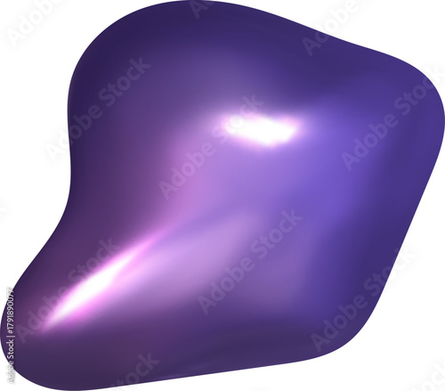 Purple 3d liquid blob with shiny metallic tone. Y2k style reflections make this abstract purple blob feel dreamy and fluid.