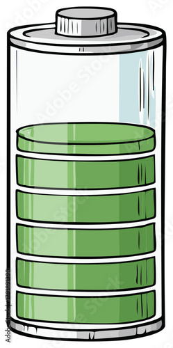 Green Battery with Level Indicator Symbolizes Charging Progress for Technology Devices Energy Capacity and Storage