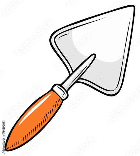Illustration of a trowel with an orange handle