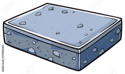 Gray Concrete Block Paving Stone Cartoon Vector Illustration