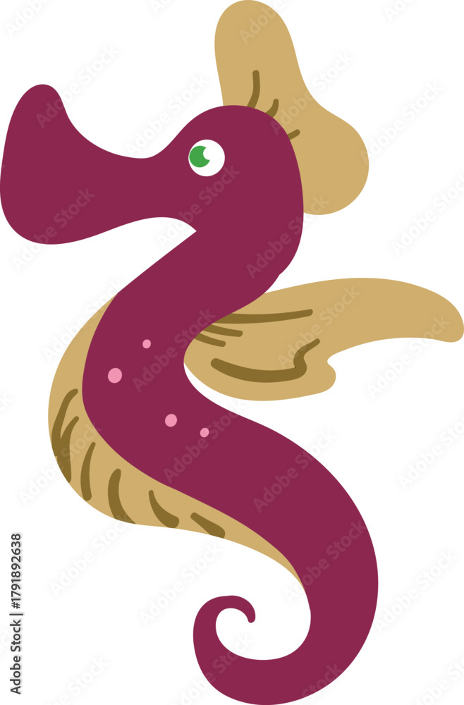 Fototapeta premium Seahorse Vector Illustration for Kids, Ocean, and Marine Life Design