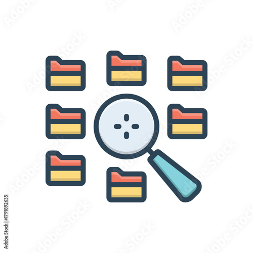 Color illustration icon for information retrieval