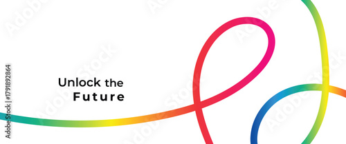 Unlock the Future: Modern abstract design with vibrant rainbow gradient lines and inspiring text for innovation and progress