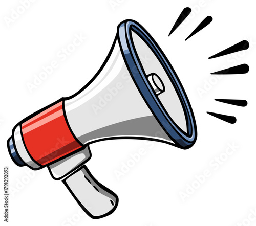 Cartoon Megaphone Announcing Loudly With Sound Waves Illustration