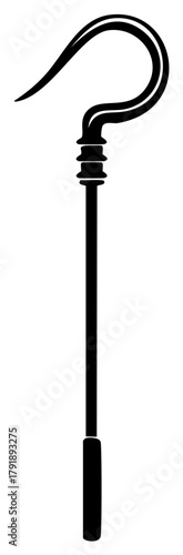 Ancient Egyptian Pharaohs Crook Symbol Heka Scepter Power Royalty Authority Vector Icon