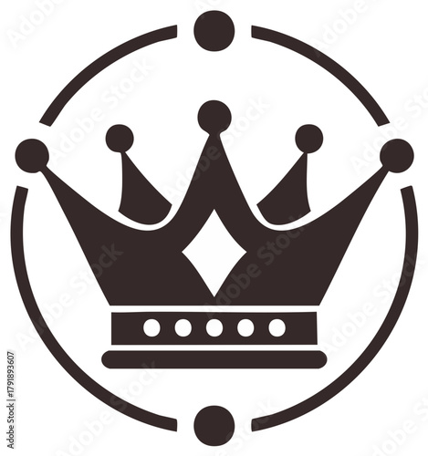 Elegant Icon of Royal Crown within a Circular Frame Expressing Supremacy and Leadership Symbol