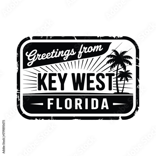 Vintage greetings from key west florida palm tree postmark