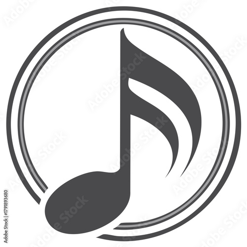 Music Note Graphic Symbol within a Circular Frame for Music Related Concepts